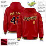 Custom Red Navy-Gold Bomber Full-Snap Varsity Letterman Hoodie Jacket Custom Red Navy-Gold Bomber Full-Snap Varsity Letterman Hoodie Jacket