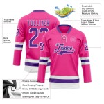 Custom Pink Purple-White Hockey Lace Neck Jersey Custom Pink Purple-White Hockey Lace Neck Jersey