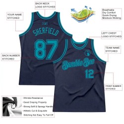 Custom Navy Teal Authentic Throwback Basketball Jersey Custom Navy Teal Authentic Throwback Basketball Jersey