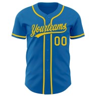 Custom Blue Yellow Authentic Baseball Jersey Custom Blue Yellow Authentic Baseball Jersey