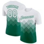 Custom White Kelly Green 3D Pattern Design Gradient Square Shapes Performance T-Shirt Custom White Kelly Green 3D Pattern Design Gradient Square Shapes Performance T-Shirt