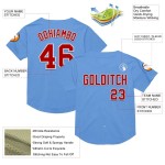 Custom Light Blue Red-White Mesh Authentic Throwback Baseball Jersey Custom Light Blue Red-White Mesh Authentic Throwback Baseball Jersey