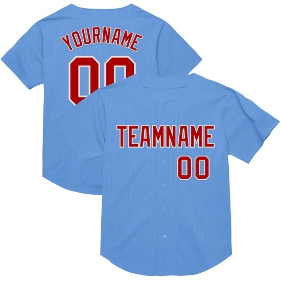 Custom Light Blue Red-White Mesh Authentic Throwback Baseball Jersey Custom Light Blue Red-White Mesh Authentic Throwback Baseball Jersey