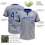 Custom Gray Royal Pinstripe White Two-Button Unisex Softball Jersey Custom Gray Royal Pinstripe White Two-Button Unisex Softball Jersey