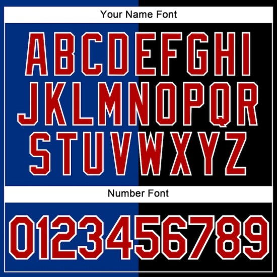 Custom Black Red-Royal Split Fashion Performance T-Shirt Custom Black Red-Royal Split Fashion Performance T-Shirt