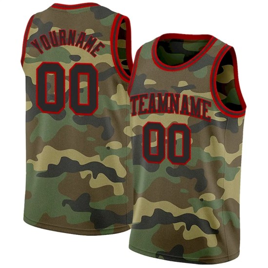 Custom Camo Black-Red Authentic Salute To Service Basketball Jersey Custom Camo Black-Red Authentic Salute To Service Basketball Jersey