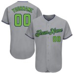 Custom Gray Neon Green-Navy Authentic Baseball Jersey Custom Gray Neon Green-Navy Authentic Baseball Jersey