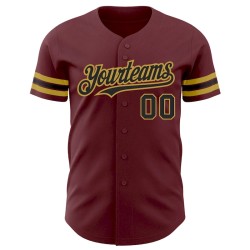 Custom Burgundy Black-Old Gold Authentic Baseball Jersey Custom Burgundy Black-Old Gold Authentic Baseball Jersey