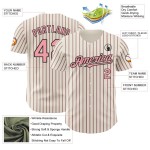 Custom Cream (Black Medium Pink Pinstripe) Medium Pink-Black Authentic Baseball Jersey Custom Cream (Black Medium Pink Pinstripe) Medium Pink-Black Authentic Baseball Jersey