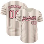 Custom Cream (Black Medium Pink Pinstripe) Medium Pink-Black Authentic Baseball Jersey Custom Cream (Black Medium Pink Pinstripe) Medium Pink-Black Authentic Baseball Jersey