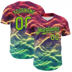 Custom Black Neon Green-Royal 3D Pattern Design Rave Psychedelic Tiny Spot Authentic Baseball Jersey