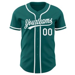 Custom Teal White Authentic Baseball Jersey Custom Teal White Authentic Baseball Jersey