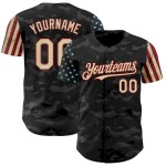 Custom Camo Cream-Crimson 3D American Flag Authentic Salute To Service Baseball Jersey Custom Camo Cream-Crimson 3D American Flag Authentic Salute To Service Baseball Jersey