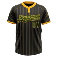 Custom Black Gold Pinstripe Green Two-Button Unisex Softball Jersey Custom Black Gold Pinstripe Green Two-Button Unisex Softball Jersey