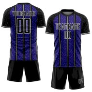 Custom Black Dark Purple-White Line Sublimation Soccer Uniform Jersey Custom Black Dark Purple-White Line Sublimation Soccer Uniform Jersey