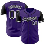 Custom Purple Black-White Authentic Two Tone Baseball Jersey