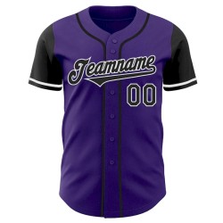 Custom Purple Black-White Authentic Two Tone Baseball Jersey Custom Purple Black-White Authentic Two Tone Baseball Jersey
