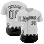 Custom White Gray-Black 3D Brain Cancer Ribbon Authentic Baseball Jersey Custom White Gray-Black 3D Brain Cancer Ribbon Authentic Baseball Jersey