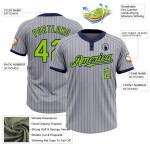 Custom Gray Navy Pinstripe Neon Green Two-Button Unisex Softball Jersey Custom Gray Navy Pinstripe Neon Green Two-Button Unisex Softball Jersey