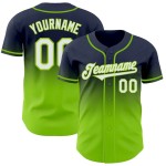 Custom Navy White-Neon Green Authentic Fade Fashion Baseball Jersey Custom Navy White-Neon Green Authentic Fade Fashion Baseball Jersey