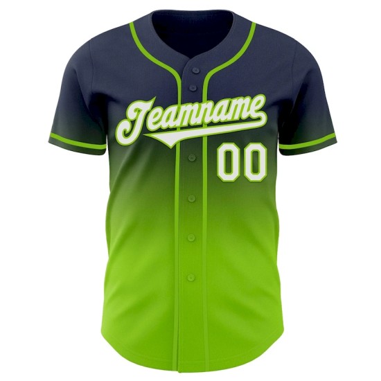 Custom Navy White-Neon Green Authentic Fade Fashion Baseball Jersey Custom Navy White-Neon Green Authentic Fade Fashion Baseball Jersey