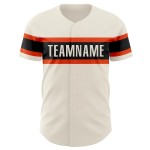 Custom Cream Black-Orange Authentic Baseball Jersey Custom Cream Black-Orange Authentic Baseball Jersey
