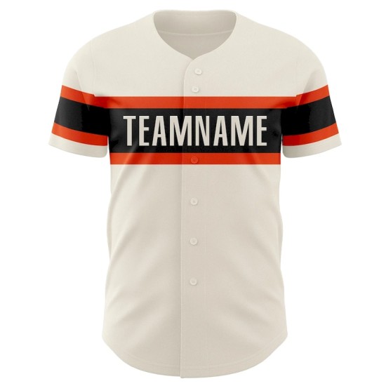 Custom Cream Black-Orange Authentic Baseball Jersey Custom Cream Black-Orange Authentic Baseball Jersey