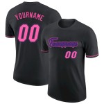 Custom Black Pink-Purple Performance T-Shirt Custom Black Pink-Purple Performance T-Shirt