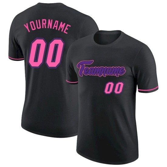 Custom Black Pink-Purple Performance T-Shirt Custom Black Pink-Purple Performance T-Shirt