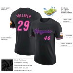 Custom Black Pink-Purple Performance T-Shirt Custom Black Pink-Purple Performance T-Shirt