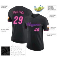 Custom Black Pink-Purple Performance T-Shirt Custom Black Pink-Purple Performance T-Shirt