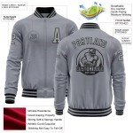 Custom Gray Black Bomber Varsity Letterman Zipper Jacket Custom Gray Black Bomber Varsity Letterman Zipper Jacket
