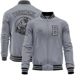 Custom Gray Black Bomber Varsity Letterman Zipper Jacket Custom Gray Black Bomber Varsity Letterman Zipper Jacket