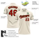Custom Cream Red-Green Performance Vapor Golf Polo Shirt Custom Cream Red-Green Performance Vapor Golf Polo Shirt