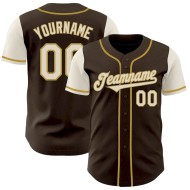 Custom Brown Cream-Old Gold Authentic Two Tone Baseball Jersey