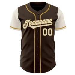 Custom Brown Cream-Old Gold Authentic Two Tone Baseball Jersey Custom Brown Cream-Old Gold Authentic Two Tone Baseball Jersey