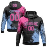 Custom Stitched Black Pink-Light Blue 3D Pattern Design Abstract Brush Stroke Sports Pullover Sweatshirt Hoodie Custom Stitched Black Pink-Light Blue 3D Pattern Design Abstract Brush Stroke Sports Pullover Sweatshirt Hoodie