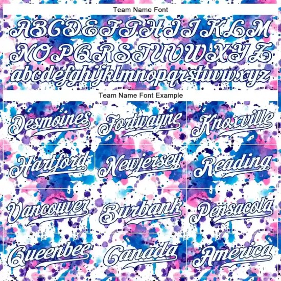 Custom Graffiti Pattern White-Royal 3D Abstract Watercolor Authentic Baseball Jersey Custom Graffiti Pattern White-Royal 3D Abstract Watercolor Authentic Baseball Jersey