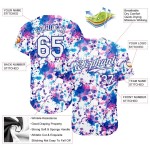 Custom Graffiti Pattern White-Royal 3D Abstract Watercolor Authentic Baseball Jersey Custom Graffiti Pattern White-Royal 3D Abstract Watercolor Authentic Baseball Jersey