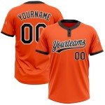 Custom Orange Black-White Two-Button Unisex Softball Jersey Custom Orange Black-White Two-Button Unisex Softball Jersey