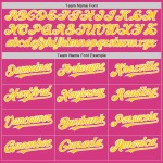 Custom Pink Yellow-White Line Authentic Baseball Jersey Custom Pink Yellow-White Line Authentic Baseball Jersey