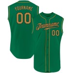 Custom Kelly Green Old Gold-Black Authentic Sleeveless Baseball Jersey Custom Kelly Green Old Gold-Black Authentic Sleeveless Baseball Jersey